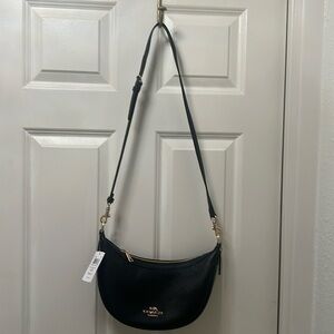 Coach co996 pebble leather black handbag with gold hardware, new with tags